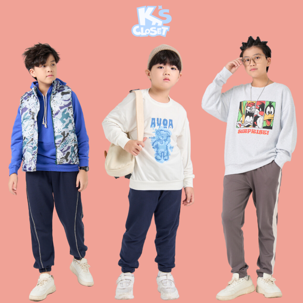 Quần Jogger Cotton Bé Trai Và Bé Gái K'S CLOSET (2-14T) Năng Động, Thoải Mái KT238TWF/E004TWF/KT199TWF/E012TWF/KT049THF