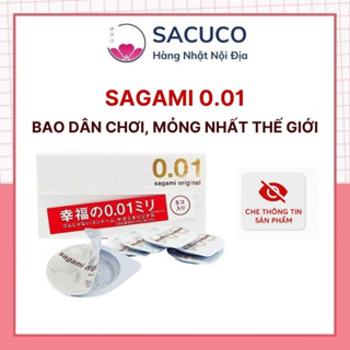 (Tách lẻ 1 cái) Bao Cao Su Sagami 001 Siêu Mỏng Nhất Thế Giới, BCS Siêu Chân Thật Từ Nhật Bản (5 Bao/Hộp)