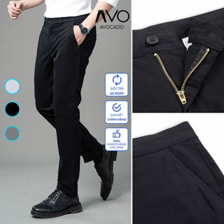  Quần Kaki dài Nam CAO CẤP Chất Đẹp Dáng Âu Co Dãn Slimfit màu đen xanh dáng ôm gọn đứng form cao cấp Avocado 