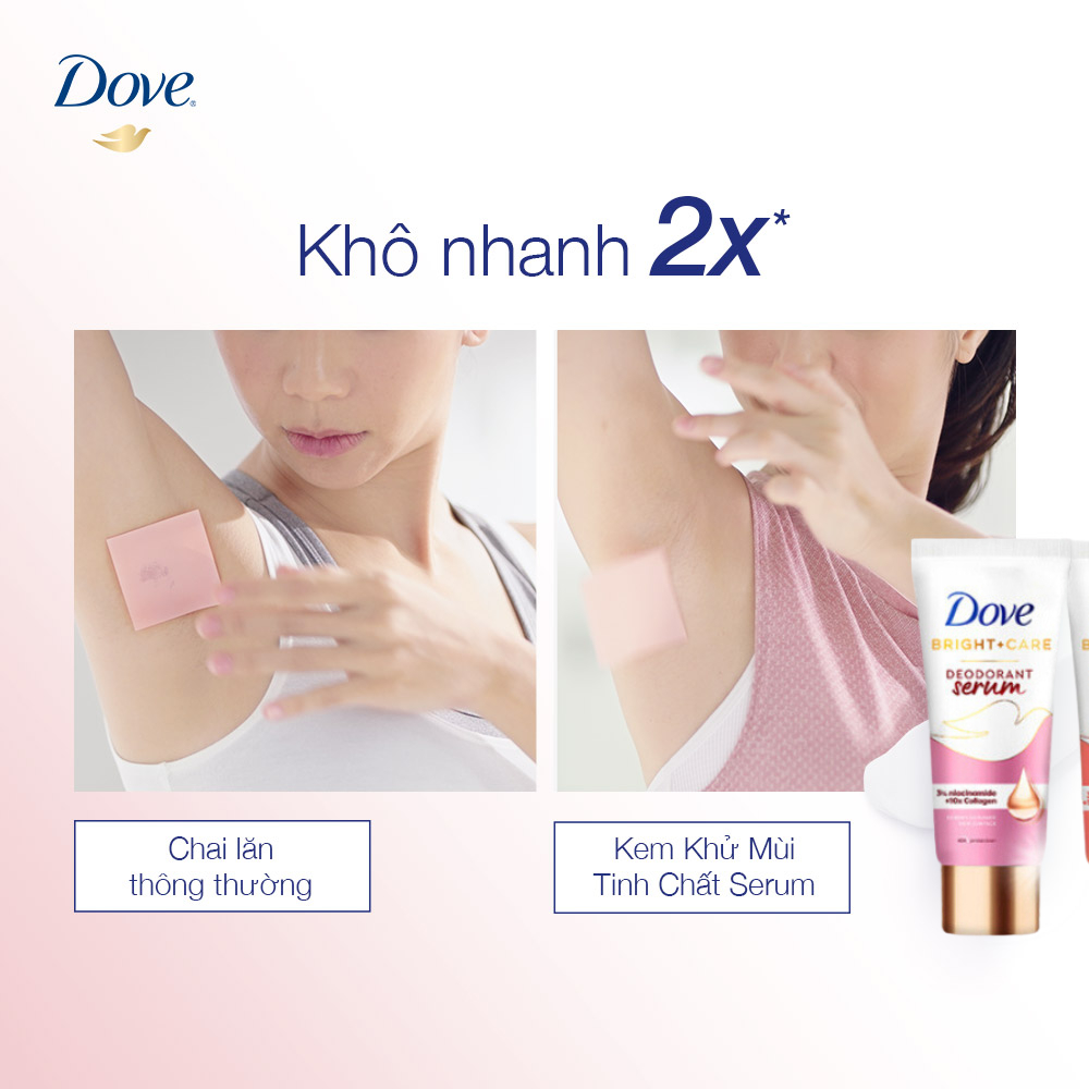 Kem Khử Mùi Dove Tinh Chất Serum Bright - Care Deodorant Serum 3% Niacinamide Collagen Vitamin C E