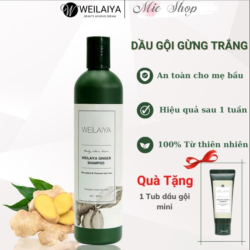 Dầu gội gừng,Dầu gội gừng trắng Weilaiya 400ML giúp tóc phục hồi hư tổn, giảm gãy rụng chỉ sau 1 lần gội