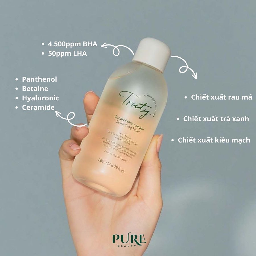 Măng tây baby - TONER PHỤC HỒI DA TRUTY SIMPLY GREEN SOLUTION REFRESHING TONER