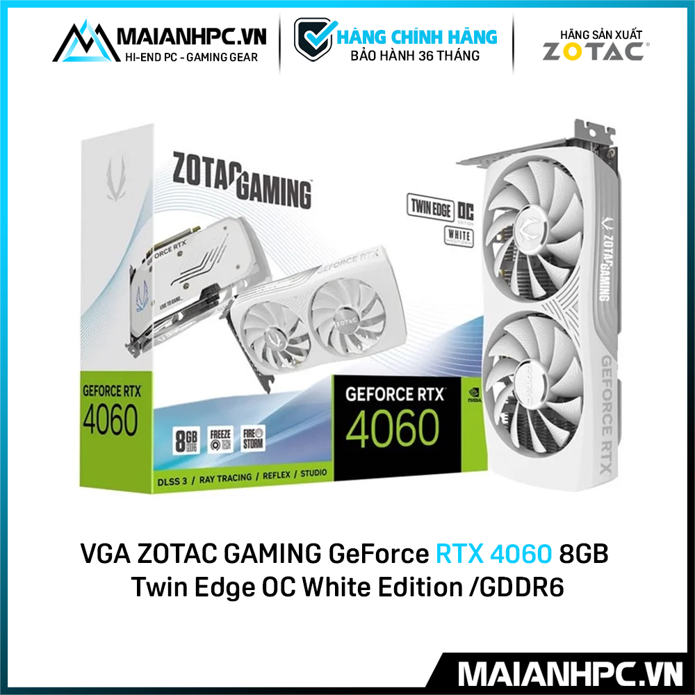 Card màn hình VGA ZOTAC GAMING GeForce RTX 4060 8GB Twin Edge OC White Edition