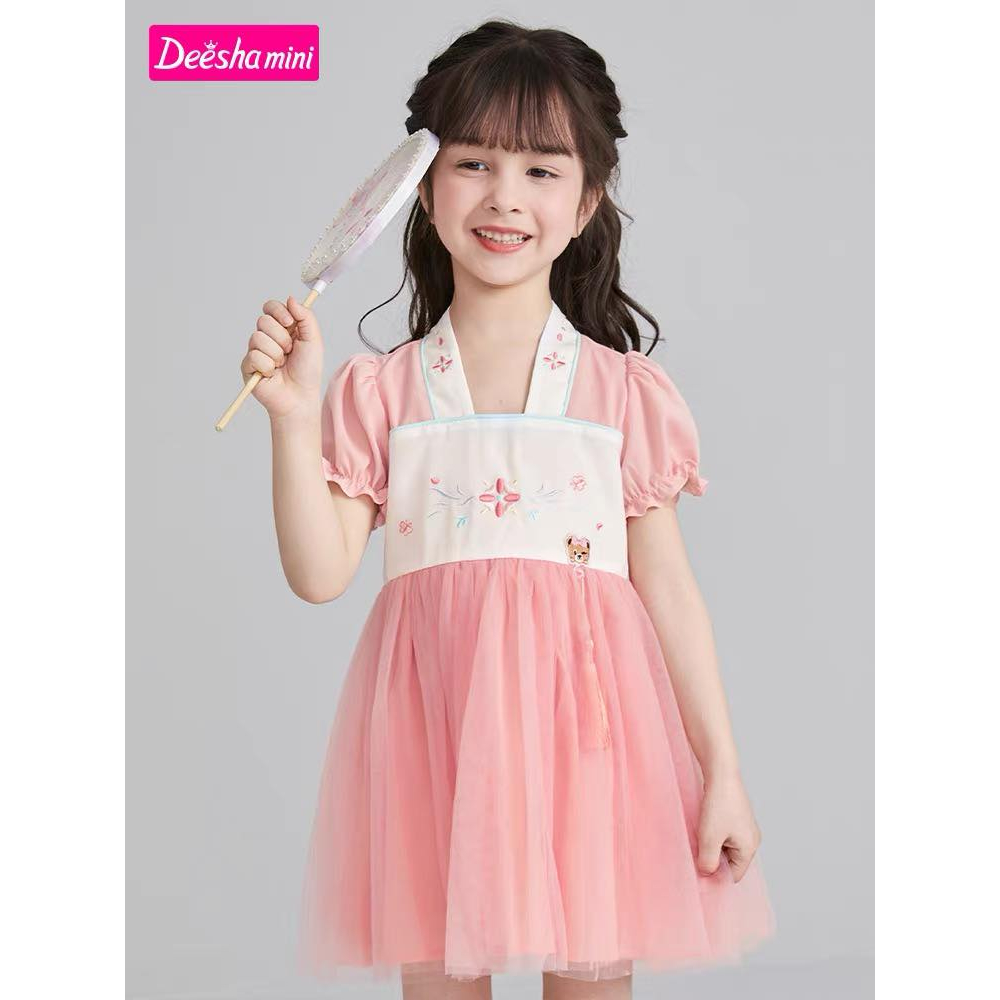 V248 - Váy deesha cổ trang thêu ren bé gái