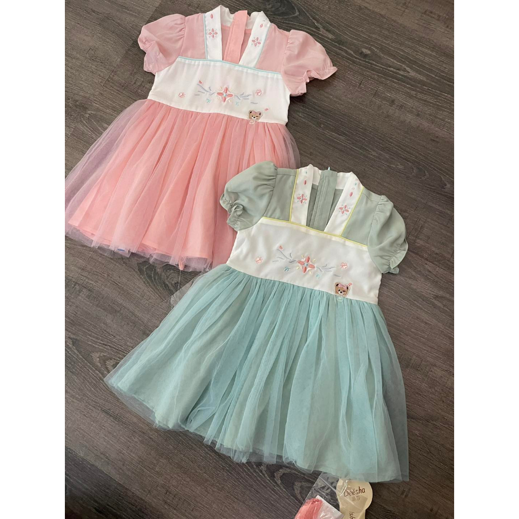 V248 - Váy deesha cổ trang thêu ren bé gái