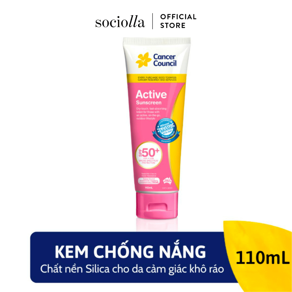 Kem Chống Nắng Cancer Council Active Pink SPF 50+ 110ml