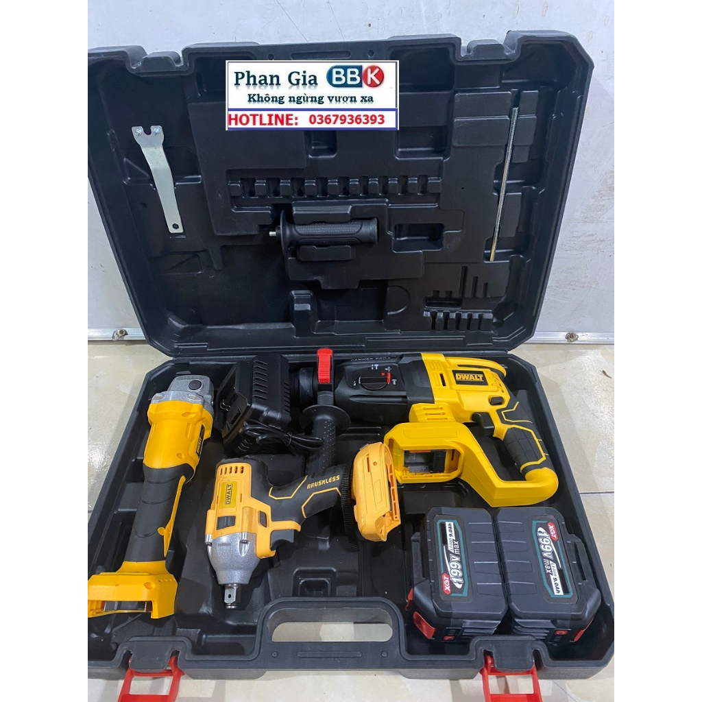 Bộ combo 3 trong 1 Máy Khoan Đục Bê Tông Dùng Pin 188V - Khoan Bê Tông Siêu Khỏe - Máy mài Cầm Tay 3 Chức Năng ( Có Búa