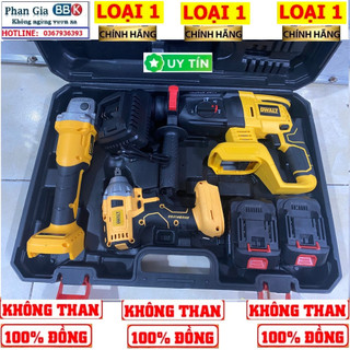 Bộ combo 3 trong 1 máy khoan đục bê tông dùng pin 188v - khoan bê tông siêu khỏe - máy mài cầm tay 3 chức năng ( có búa