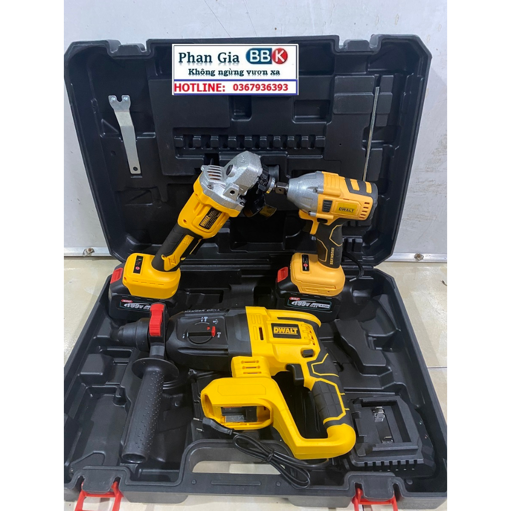 Bộ combo 3 trong 1 Máy Khoan Đục Bê Tông Dùng Pin 188V - Khoan Bê Tông Siêu Khỏe - Máy mài Cầm Tay 3 Chức Năng ( Có Búa