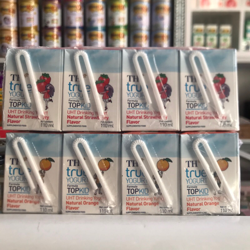 Lốc 4hộp x 110ml. Sữa Chua Uống Tiệt Trùng TH TRUE YOGURT TOPKID. hương cam, dâu, chuối