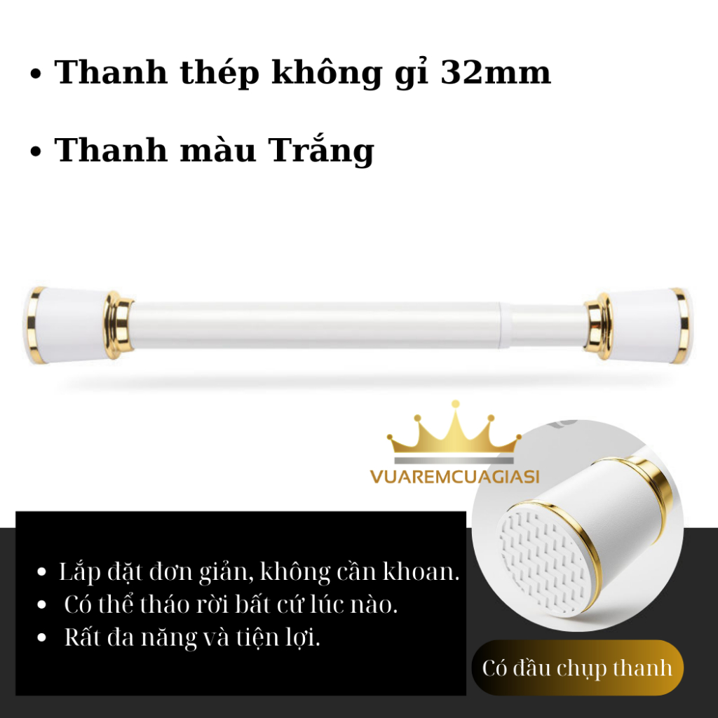 Thanh treo không cần khoan tường cao cấp,2 thép không gỉ, thanh treo La Mã, treo rèm, treo quần áo, treo rèm ngăn phòng