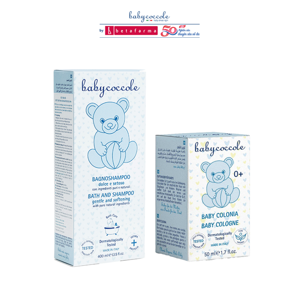 Combo nước hoa, sữa tắm gội cho bé Babycoccole 0M+ chiết xuất hoa sen 50ml & 250ml-400ml