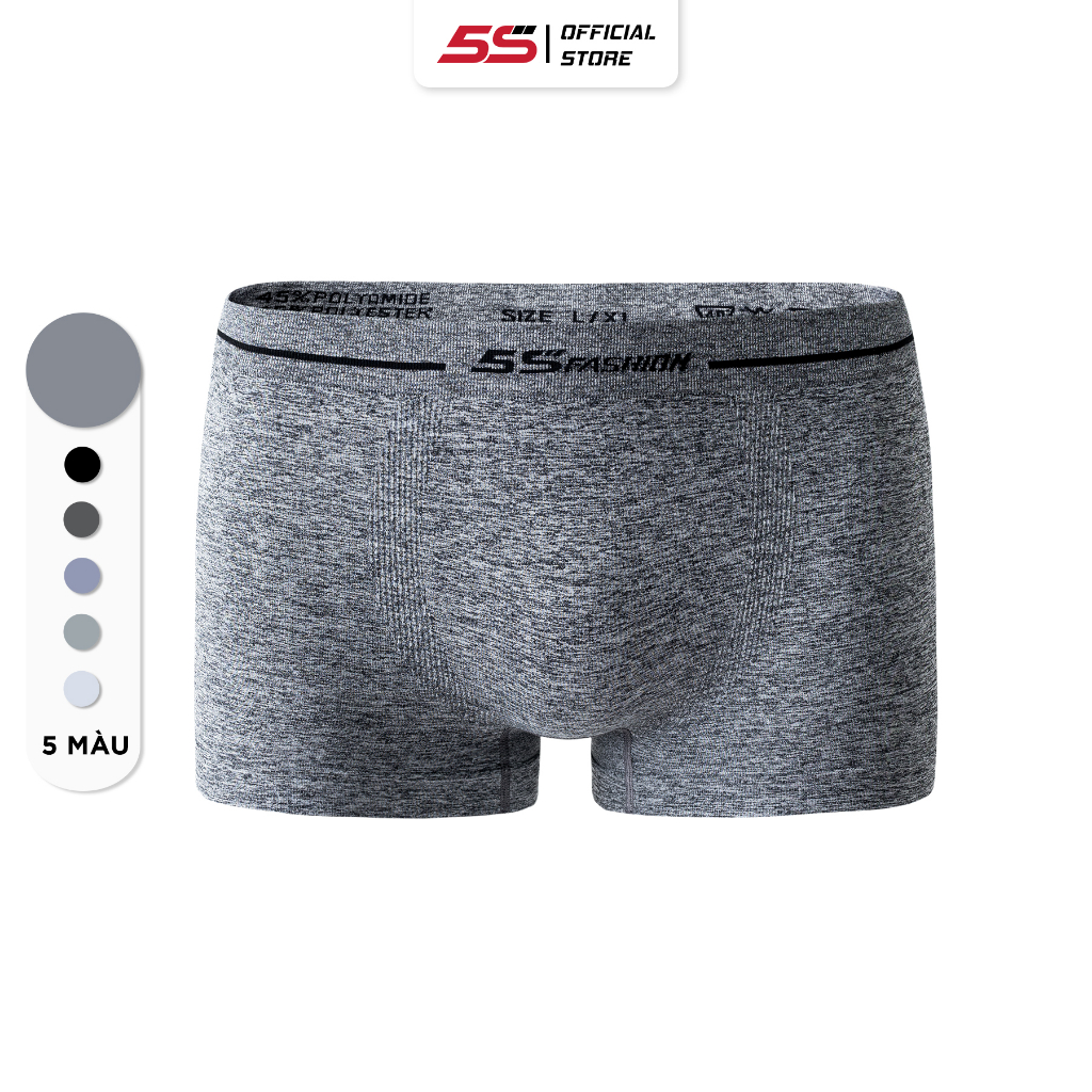 Quần Lót Nam Boxer 5S FASHION Màu Ghi Đen, Cạp Dệt Không Đường May, Co Giãn, Thoáng Khí, Dễ Chịu (BOX23005)