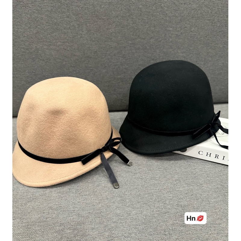 Mũ cụp nơ bé, dạ ép, hàng quảng châu, có 2màu