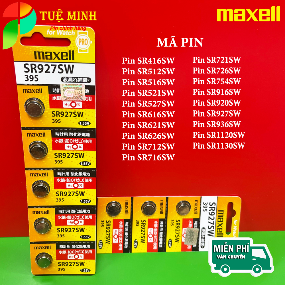Vỉ 5 Viên Pin đồng hồ Maxell SR626SW /SR621SW /SR416SW /SR521SW /SR516SW/SR616SW/SR716SW/SR721SW /SR726SW /SR920SW / 927