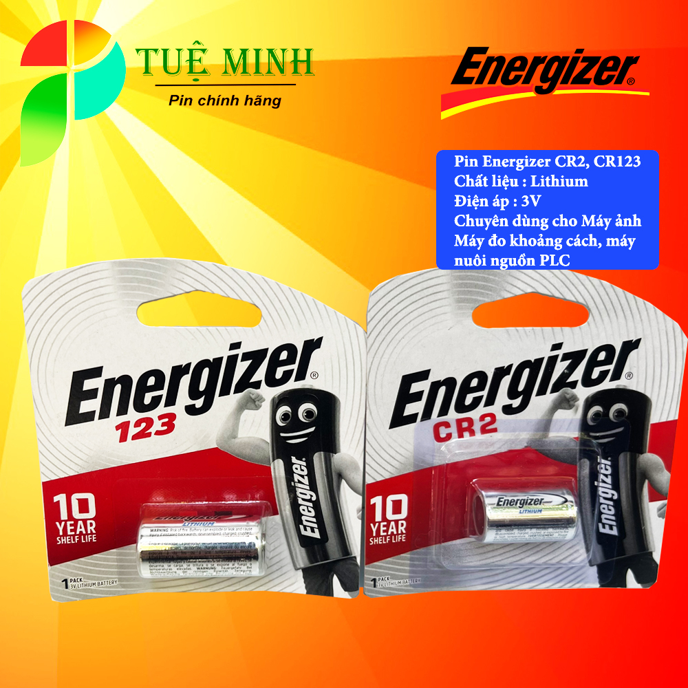 Pin Energizer CR2 / CR123A  Lithium 3V. Pin máy ảnh, pin máy đo khoảng cách CR2 / CR123