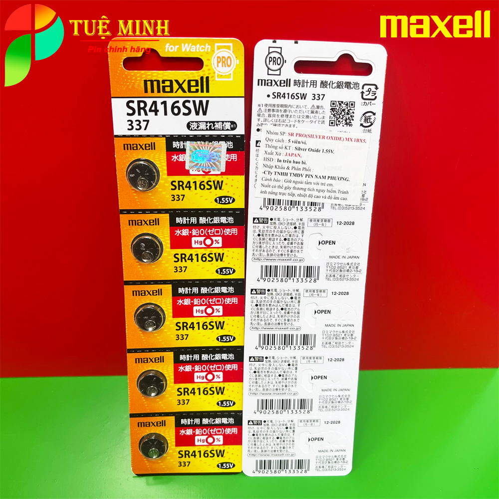 Pin đồng hồ Maxell SR626SW /SR621SW /SR416SW /SR521SW /SR516SW/SR616SW/SR716SW/SR721SW /SR726SW /SR920SW / 927 /936