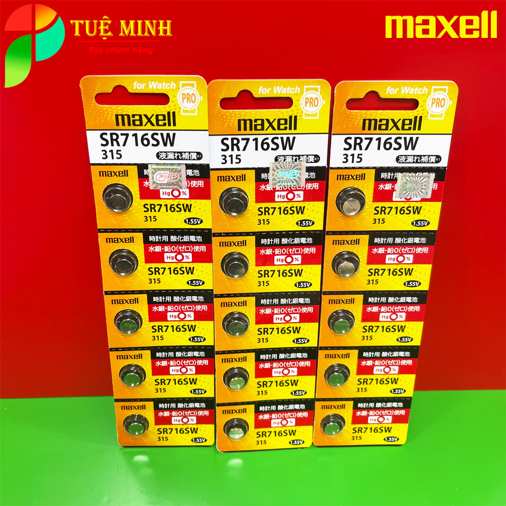 Vỉ 5 Viên Pin đồng hồ Maxell SR626SW /SR621SW /SR416SW /SR521SW /SR516SW/SR616SW/SR716SW/SR721SW /SR726SW /SR920SW / 927