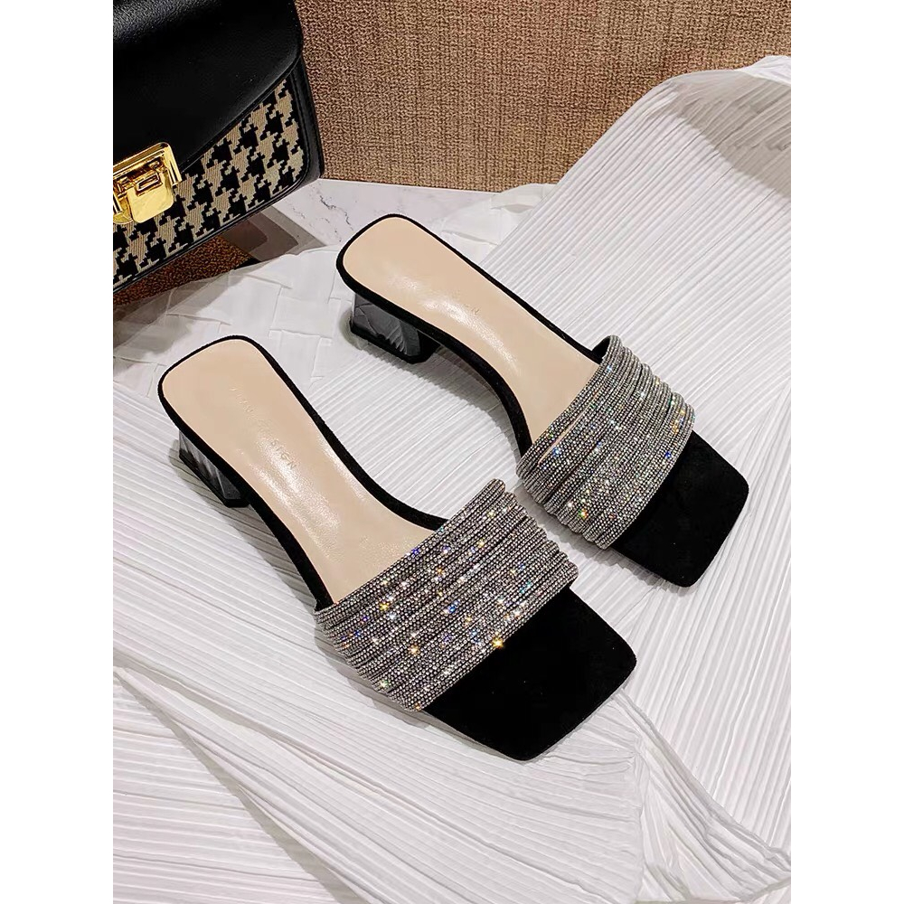 Dép sandal 3cm tiện êm ái, đá full dây sáng lấp lánh. Dép đi du lịch, dép đi cafe
