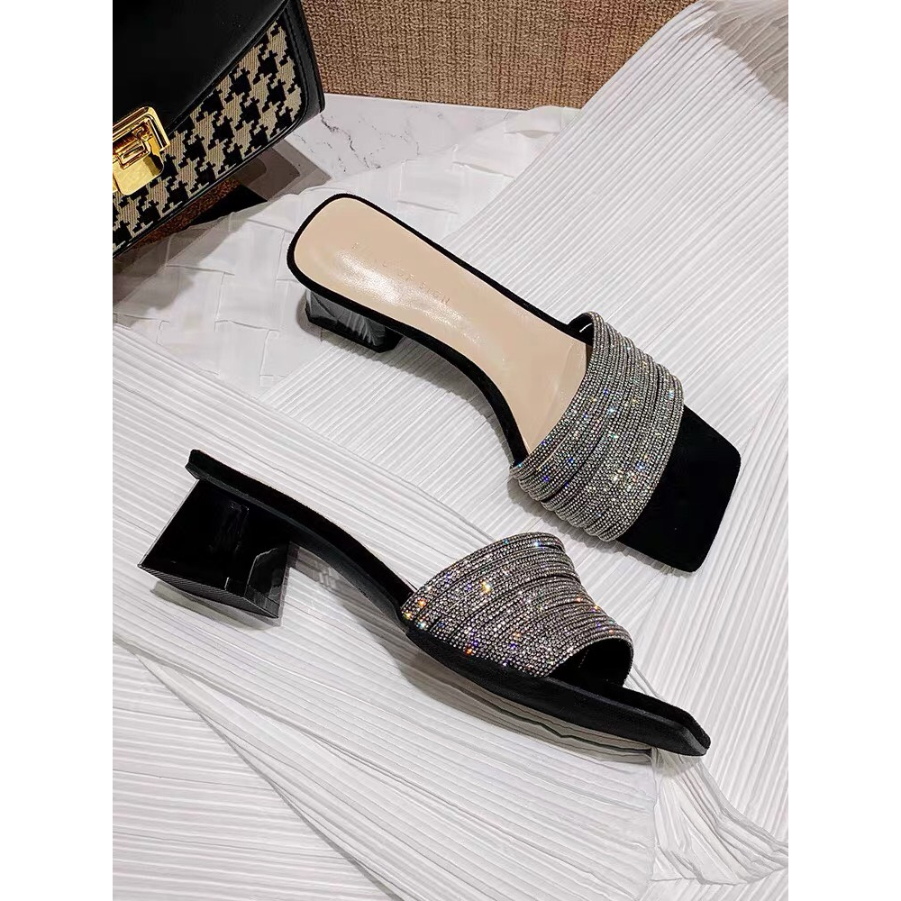 Dép sandal 3cm tiện êm ái, đá full dây sáng lấp lánh. Dép đi du lịch, dép đi cafe