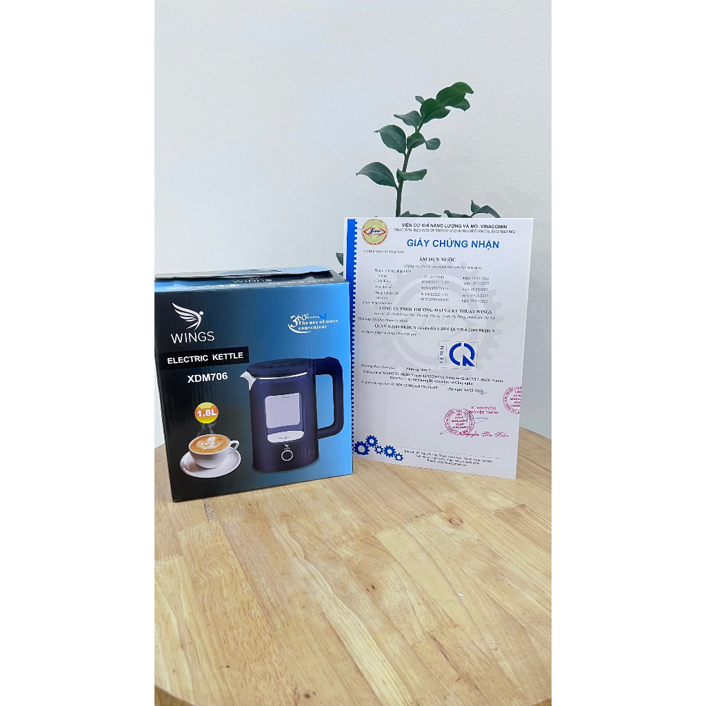 Ấm đun nước 2 lớp đèn led Wings - đun sôi nhanh - Bảo hành chính hãng 24 tháng