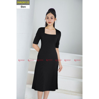 Đầm Suông 𝐂𝐀𝐑𝐃𝐈𝐍𝐀 Dáng A Chất Liệu Tăm Lạnh Cổ Vuông Tay Lỡ Cao Cấp 3VAD01