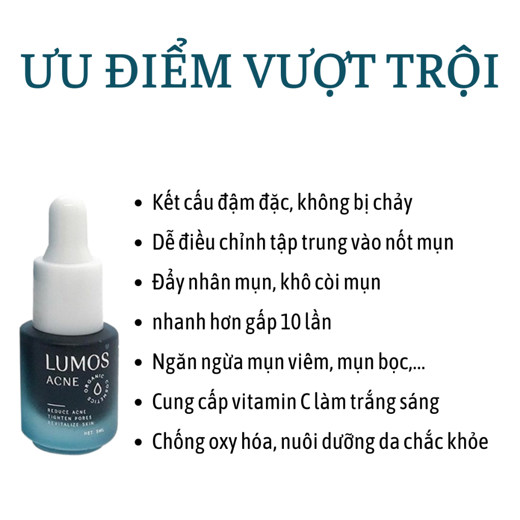 (Mẫu 2023) Serum Mụn LUMOS ACNE Chính Hãng Giúp Sạch Mụn, Làm Mờ Vết Thâm,Đều Màu Da,Se Khít Lỗ Chân Lông 5m