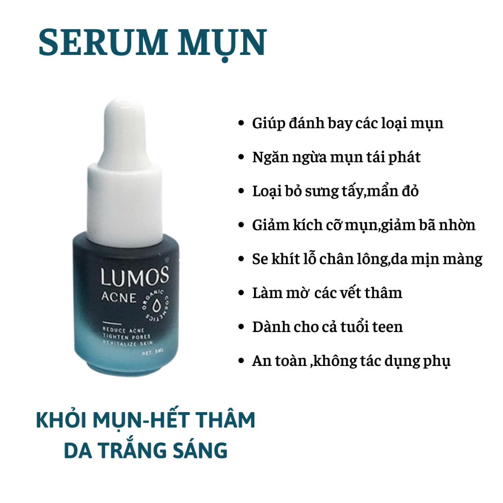 (Mẫu 2023) Serum Mụn LUMOS ACNE Chính Hãng Giúp Sạch Mụn, Làm Mờ Vết Thâm,Đều Màu Da,Se Khít Lỗ Chân Lông 5m