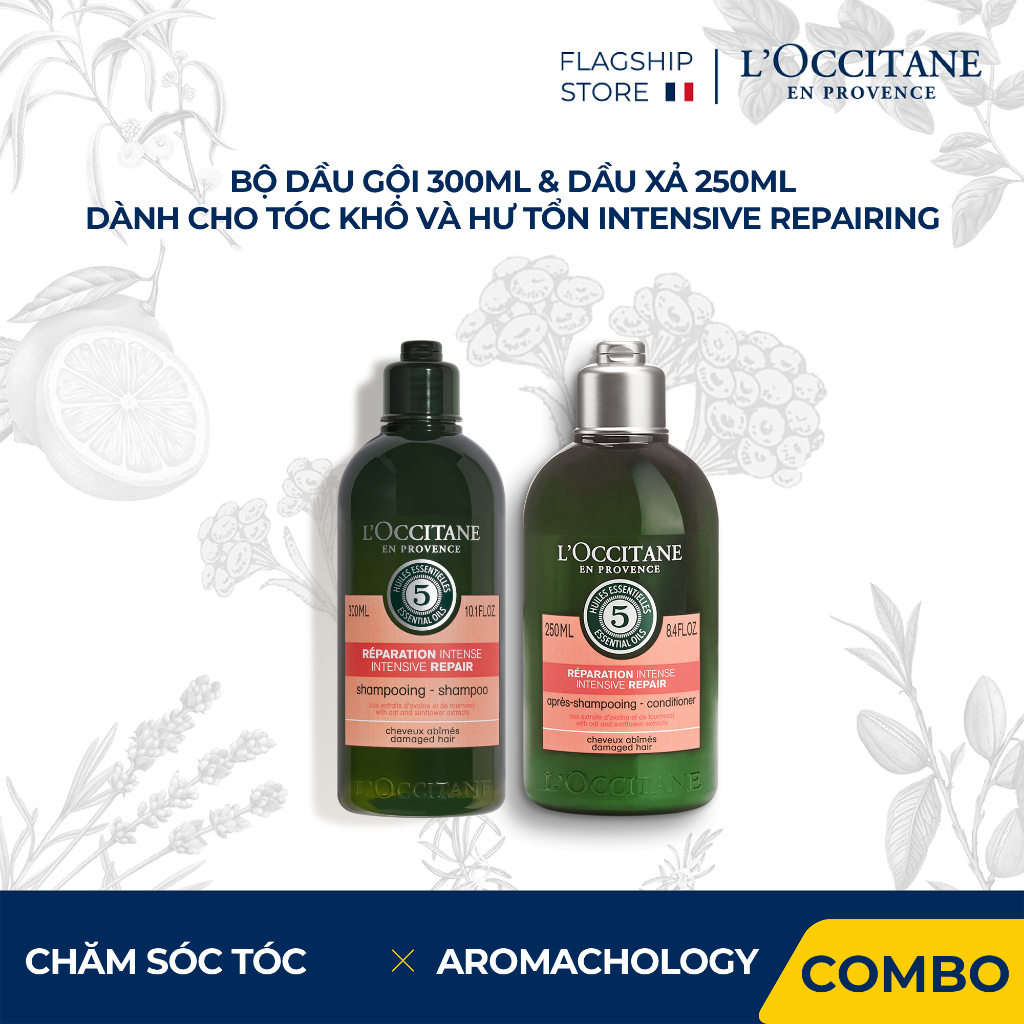 Dầu Gội - Dầu Xả Phục Hồi Chuyên Sâu Cho Tóc Khô & Hư Tổn L'Occitane  Aromachologie Intensive Repair 250ml 300ml