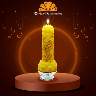 Bộ nến trụ rồng sen 30 VIVIAN Vivian Vu's Candles sz 30cm