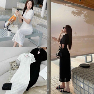*Đầm ôm thời trang nữ mặc đi chơi chất liệu Ren cổ sơmi tay ngắn hoạ tuyết ngan đầm dài ôm maxi
