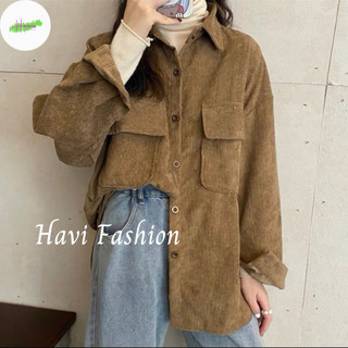 Áo sơ mi nữ Haviss bomber ulzang chất liệu nhung tăm đẹp phong cách Hàn Quốc trẻ trung năng động