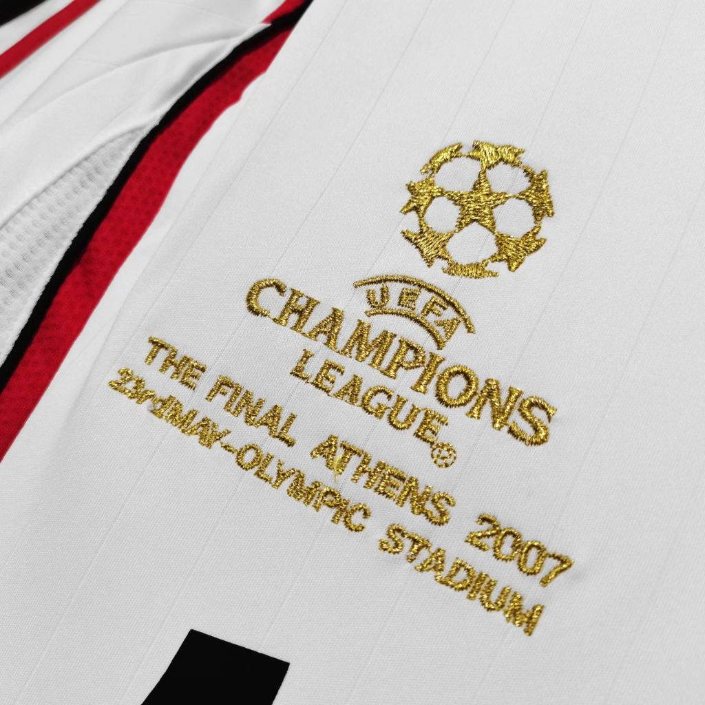 Áo bóng đá retro acmilan 2006 trắng vải Cotton Polyester thời trang blockcore