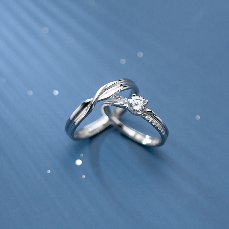 Nhẫn đôi bạc nam nữ s925 đính đá CZ cao cấp, quà tặng ý nghĩa cho các cặp đôi - ND2769 - Bảo Ngọc Jewelry