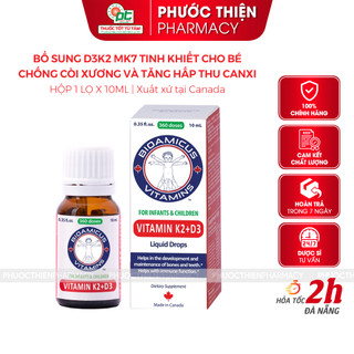 BioAmicus Vitamin D3K2 chính hãng giúp bổ sung D3 K2 MK7 tăng cường hấp thu Canxi cho bé 10ml
