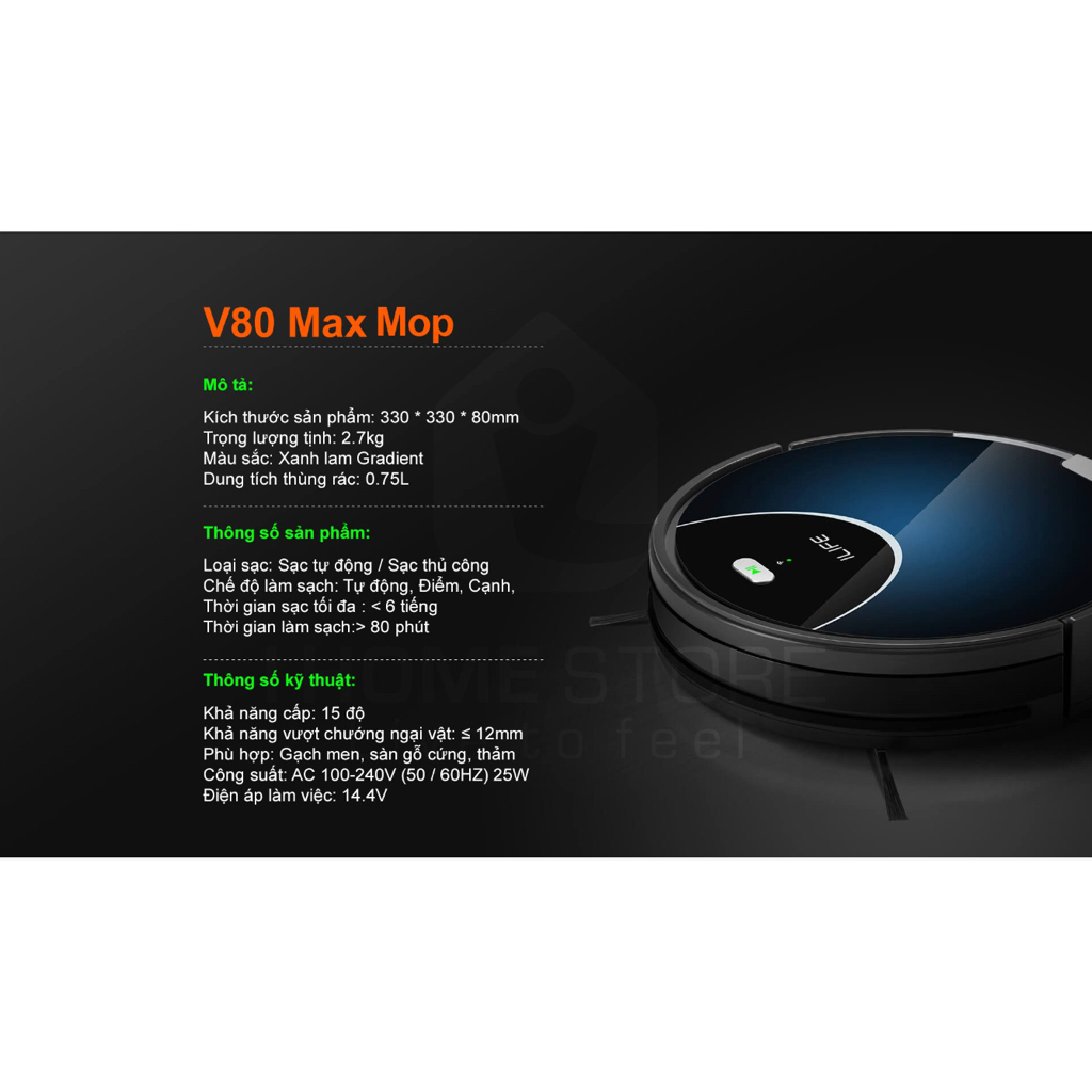 Robot Hút Bụi Lau Nhà ILife V80 Max Bản Quốc Tế Hàng Chính Hãng bảo hành 12 tháng