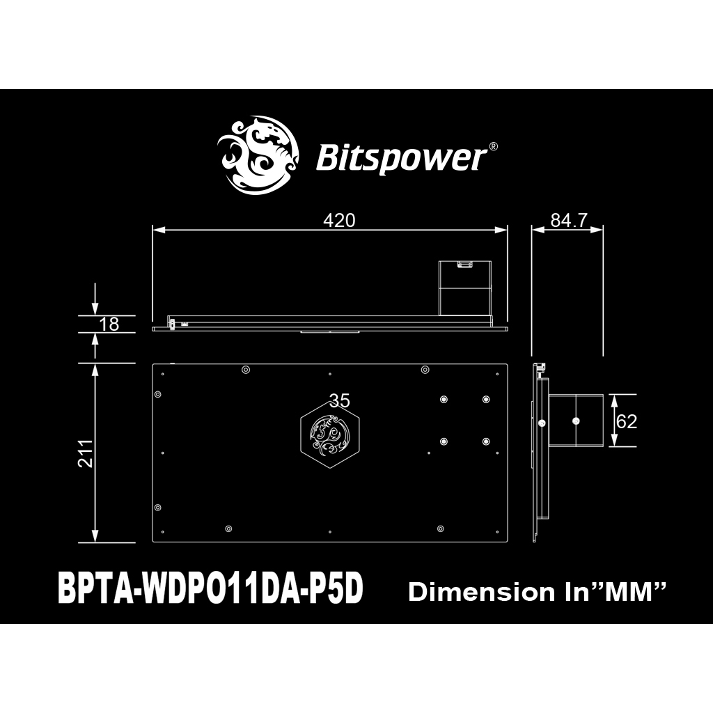 Tấm tank Bitspower Sedna O11D for LIAN LI O11 DYNAMIC -P5D  - Khả Hân PC HCM