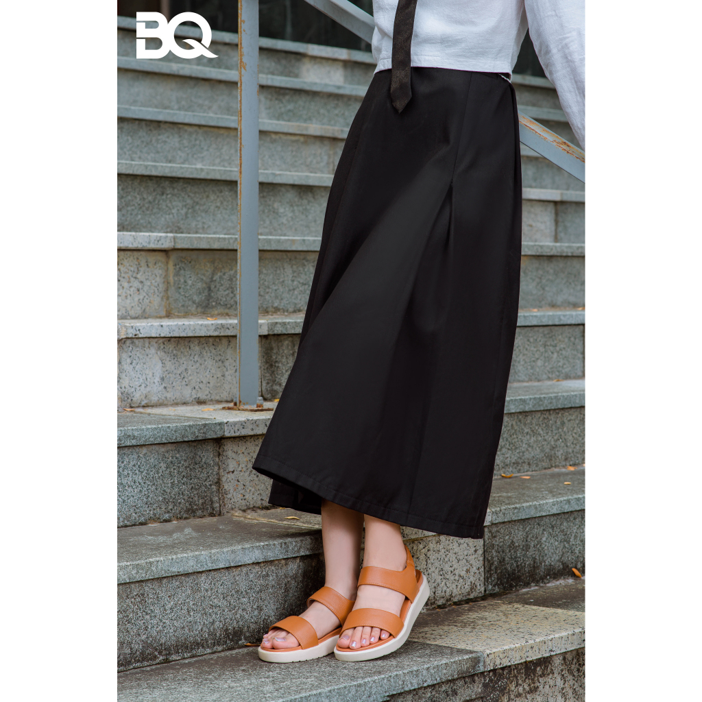 Giày sandal nữ đi học đế bằng 3p quai ngang nối hậu thun SD BQ29