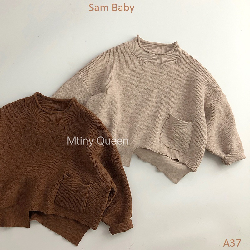 Áo len túi sườn vạt lệch cho bé-Sam Baby-A37