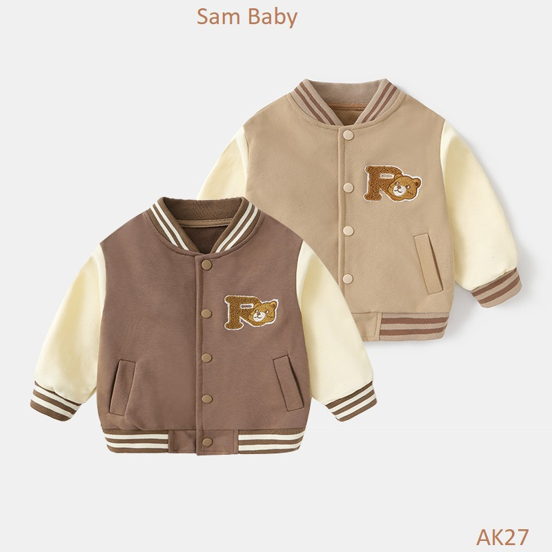 Áo khoác bomber chữ R gấu baby lưng cho bé-Sam Baby-AK27