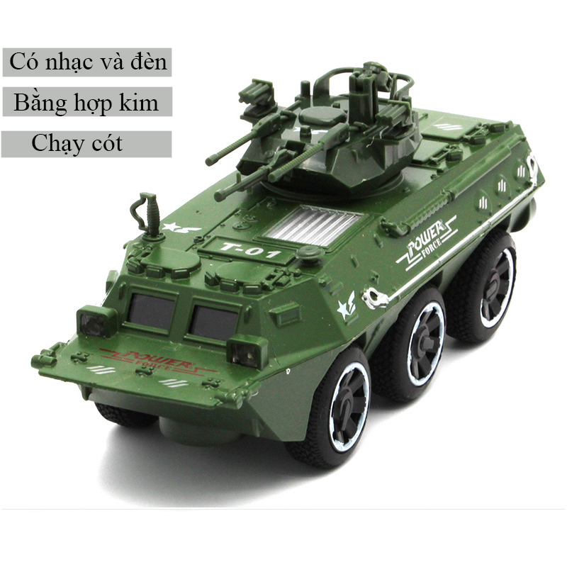 Đồ chơi mô hình xe cảnh sát bọc thép T-01 KAVY chất liệu hợp kim, có nhạc và đèn, chạy cót