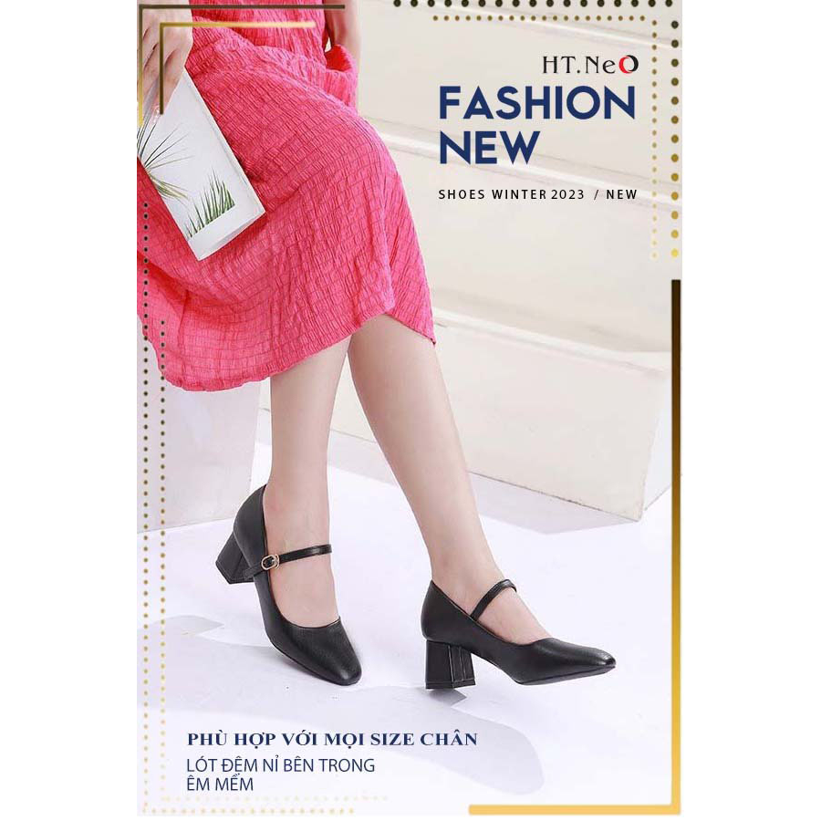Giày Công Sở -Giày Cao Gót Nữ HT.NEO Mũi Tròn , Gót Cao 5cm Thanh Lịch GL01