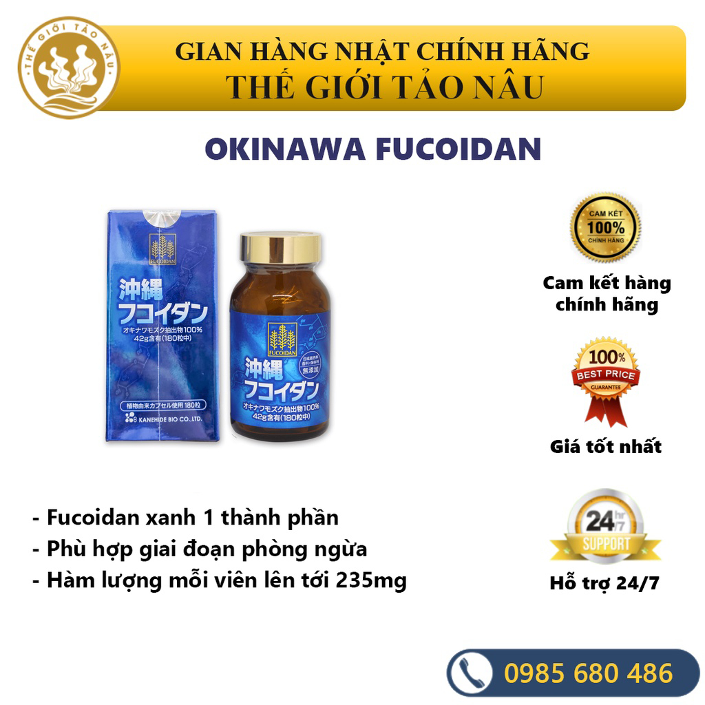 Okinawa Fucoidan Kanehide Bio - Fucoidan xanh Nhật Bản 180 viên (mẫu mới)