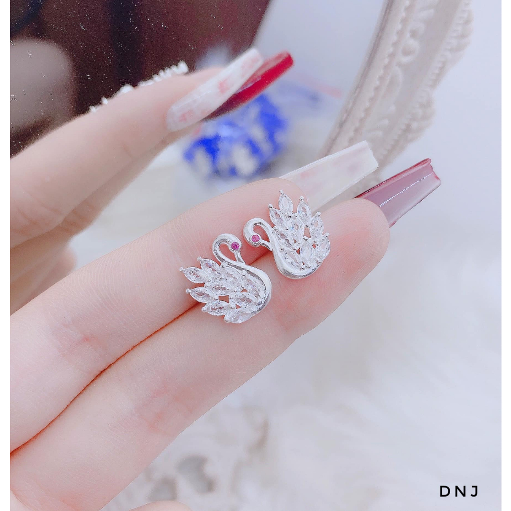 bông tai thiên nga bạc