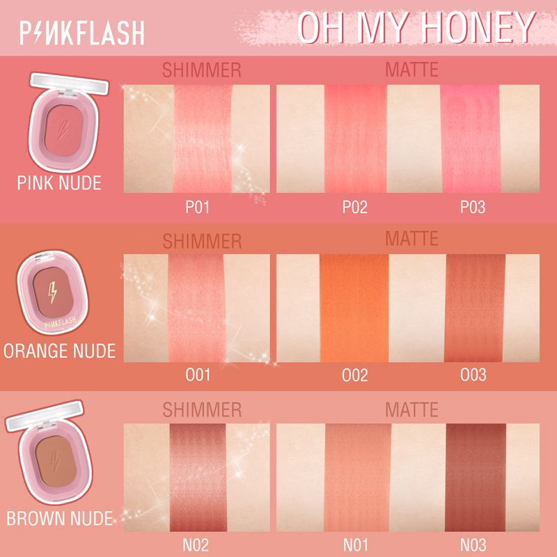 Phấn Má Hồng PINKFLASH Ohmyhoney Màu Sắc Tự Nhiên Làm Nổi Bật Đường Nét Khuôn Mặt 1 Piece 30g