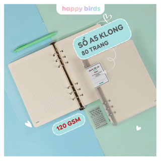 Sổ còng A5 80 trang Binder KLONG combo binder kèm ruột file planner bìa trong làm sổ tay sổ gáy còng HappyBirds