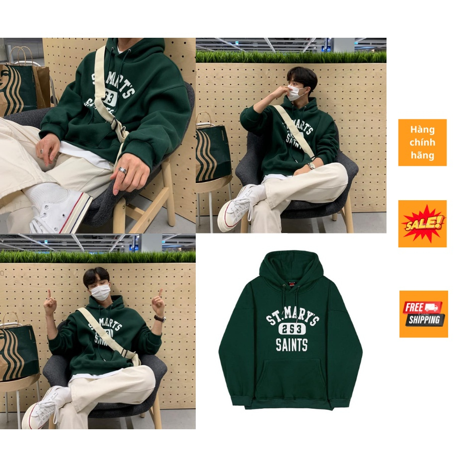 Áo khoác hoodie xanh rêu phù hợp nam nữ - Azura Store