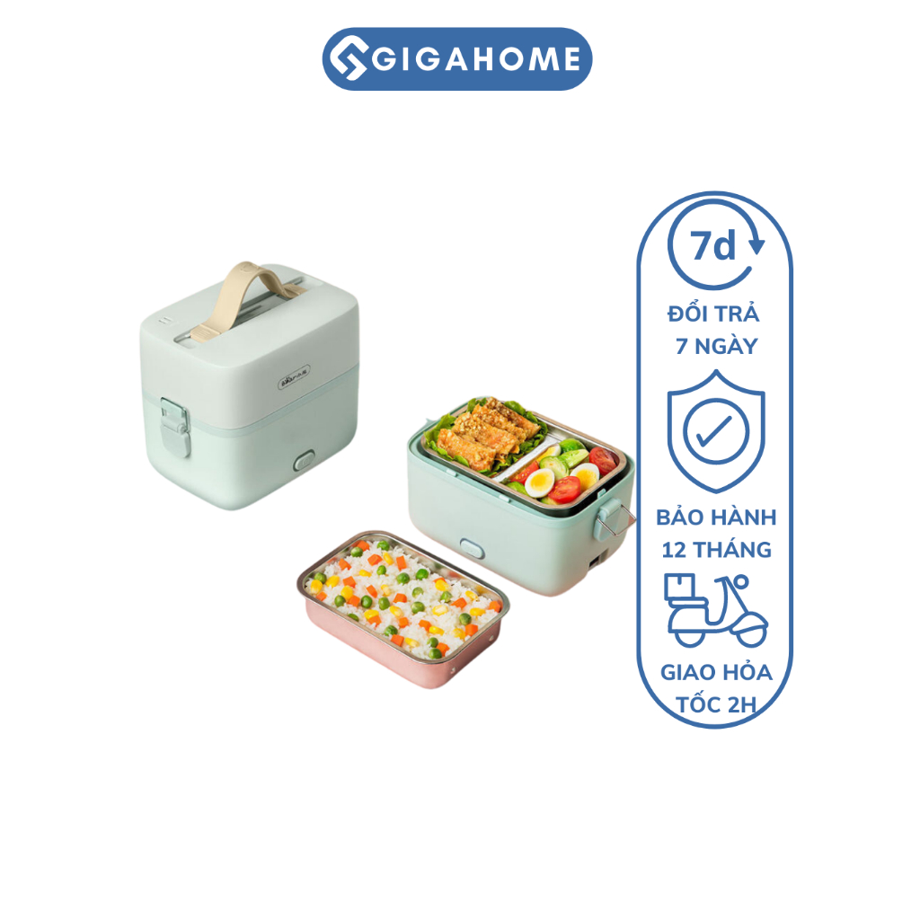 Hộp Cơm Cắm Điện 2 Tầng 3 Ngăn Giữ Nhiệt Hâm Nóng Cực Nhanh Bear GIGAHOME TL-003