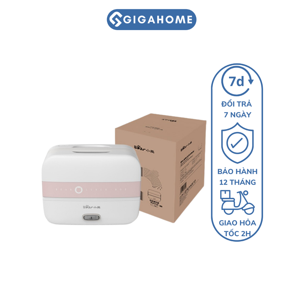 Hộp Cơm Cắm Điện Văn Phòng 2 Tầng 3 Ngăn Nấu Cơm, Hâm Nóng 1.5L Bear DFH-B17K2 GIGAHOME TL-007