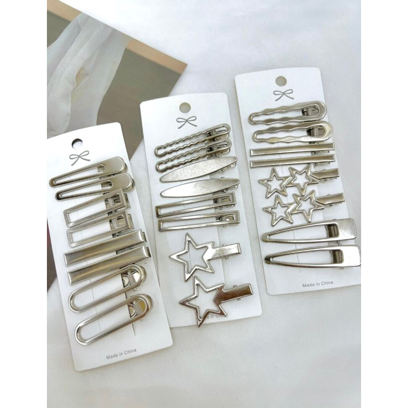 24 cái Của phụ nữ Màu bạc TấDễ thương Đúng Ngôi sao Và Thiết kế đám mây , Thích hợp Đối với Ngắn Tóc Mặc hàng ngày